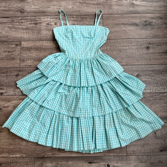 Vintage 1950s Tiered Gingham Garden Party Dress - Picture 7 of 11